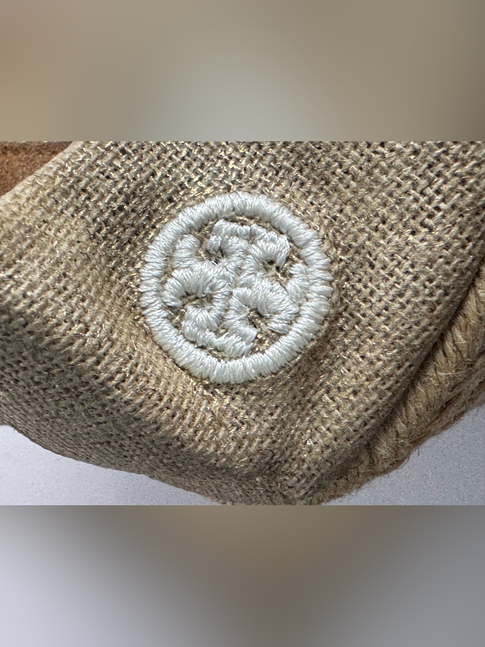 Tory Burch Filipa Logo Canvas Peep Toe Wedge Espadrilles Size 8B - Picture 14 of 14